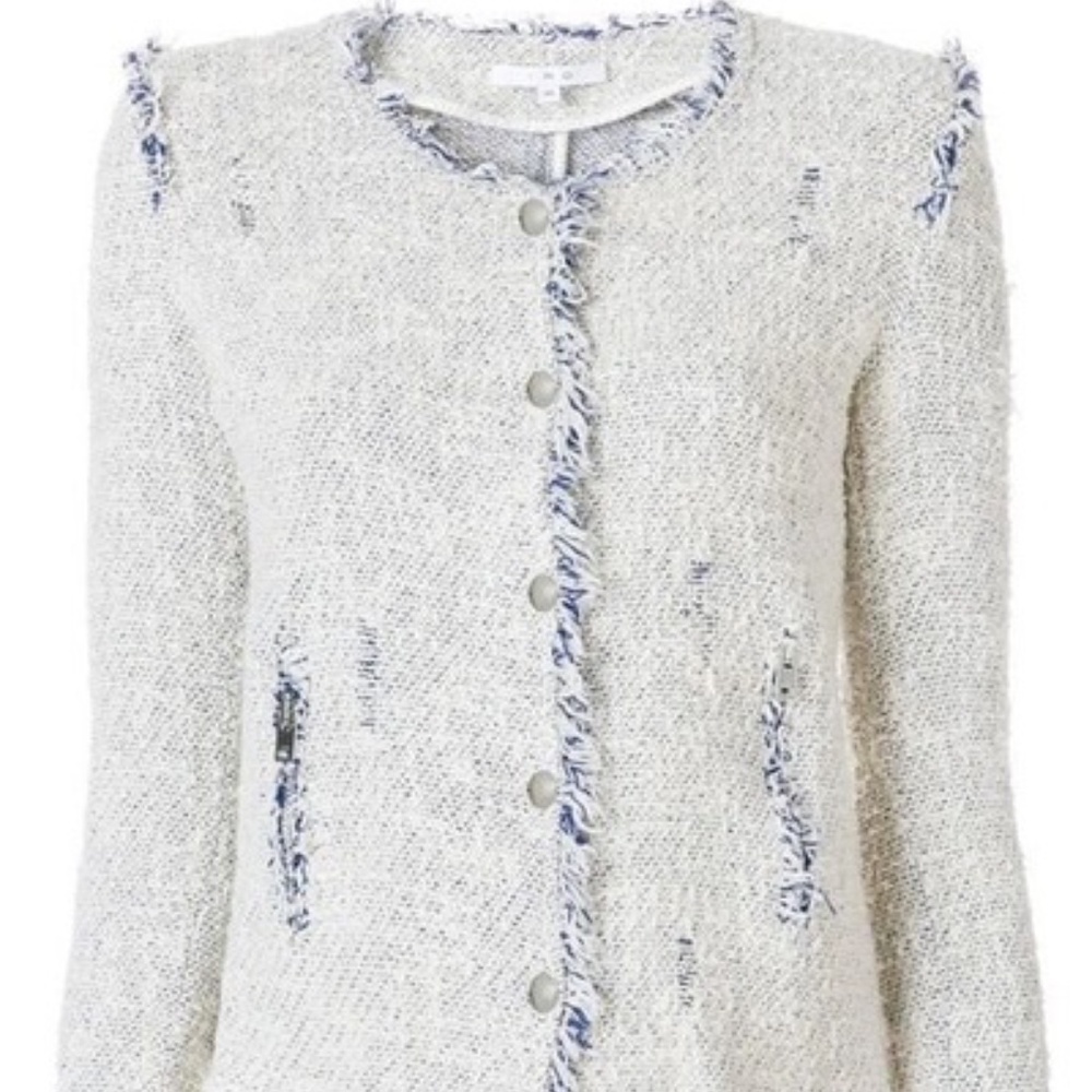 Agnette Tweed Jacket In White Blue - Picture 6 of 6